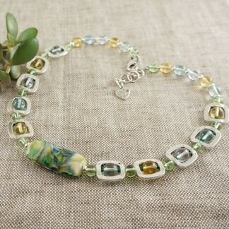 Колье Краски лета (авторский лэмпворк, стекло)