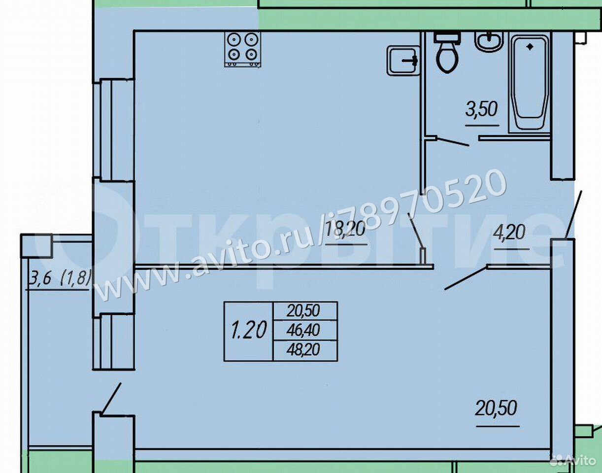 2-к квартира, 45.2 м², 5/10 эт.