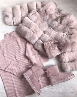 Полушубок Шуба песец пудровый розовый