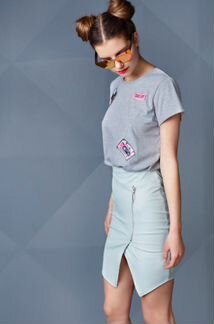 Новая голубая юбка chic экокожа