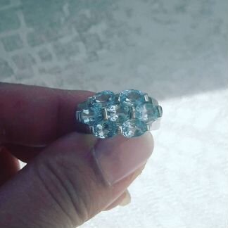 Серебряные серьги кольцо с топазом