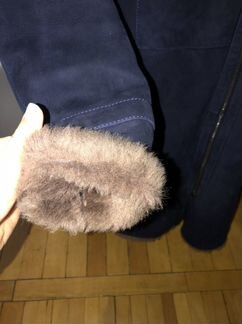 Дубленка синяя с натуральным мезом Тасканы
