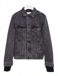 Серая джинсовая куртка комби с худи OFF-White