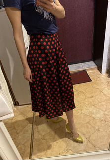 Юбка миди красная в горошек 44 р. Incity