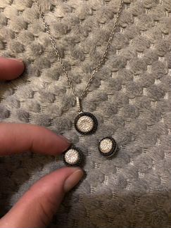 Подвеска и пусеты серебро