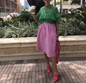 Юбка zara малиновая клетка виши