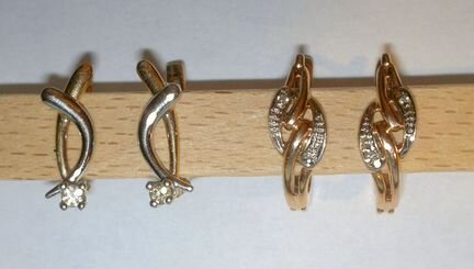 Кольцо 18 мм, Серьги 2 вида золотые с бриллиантами