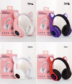 Беспроводные наушники светящиеся с ушками