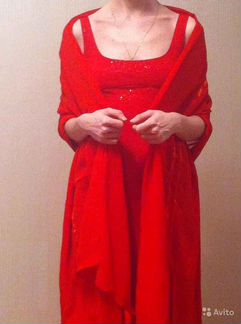 Платье длинное красное