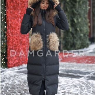 Пуховик зима с натуральным мехом карманы