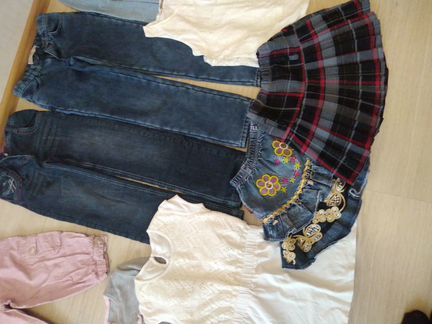 Пакетом утеплённые джинсы кофты платье 134-140 раз