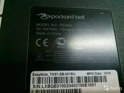 Packard Bell TK81-SB-001RU на запчасти