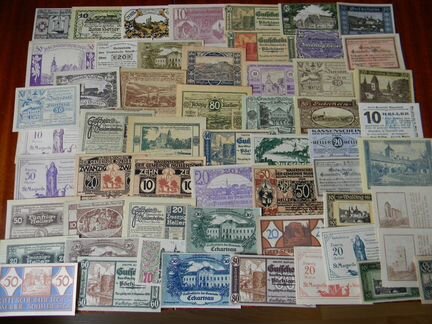 100 старинных Нотгельдов Австрии (без повторов)