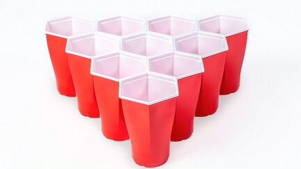Стаканы для Beer Pong красные шестиугольные