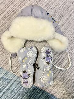 Комплект шапка, варежки зимние