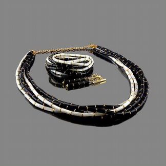 Комплект с натуральным перламутром и ониксом