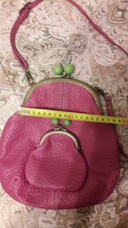 Сумка с фермуаром натуральная кожа