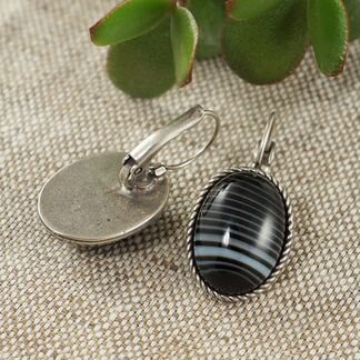 Серьги Агат черный 