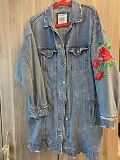Куртка джинсовая oversize удлиненная pull&bear