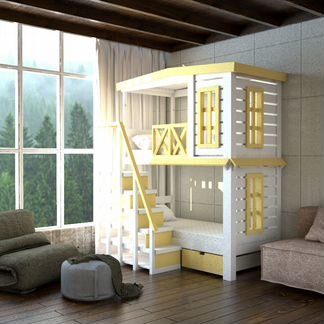 Кровать двухъярусная домик Лолипупс-G3-S-2-LsP4